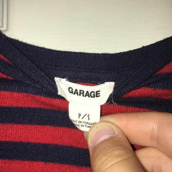 A long sleeve red and black striped cropped top - Picture 3 of 3